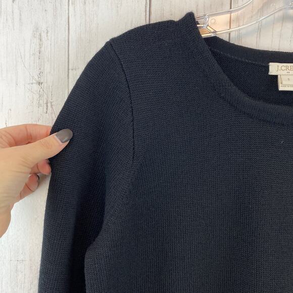 J. Crew Black Merino Wool 3/4 Sleeve Pocket Tunic Sweater C8696 Size Small - Picture 8 of 10